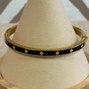 Kate Spade Spot The Spade Black & Gold Enamel Hinged Bracelet